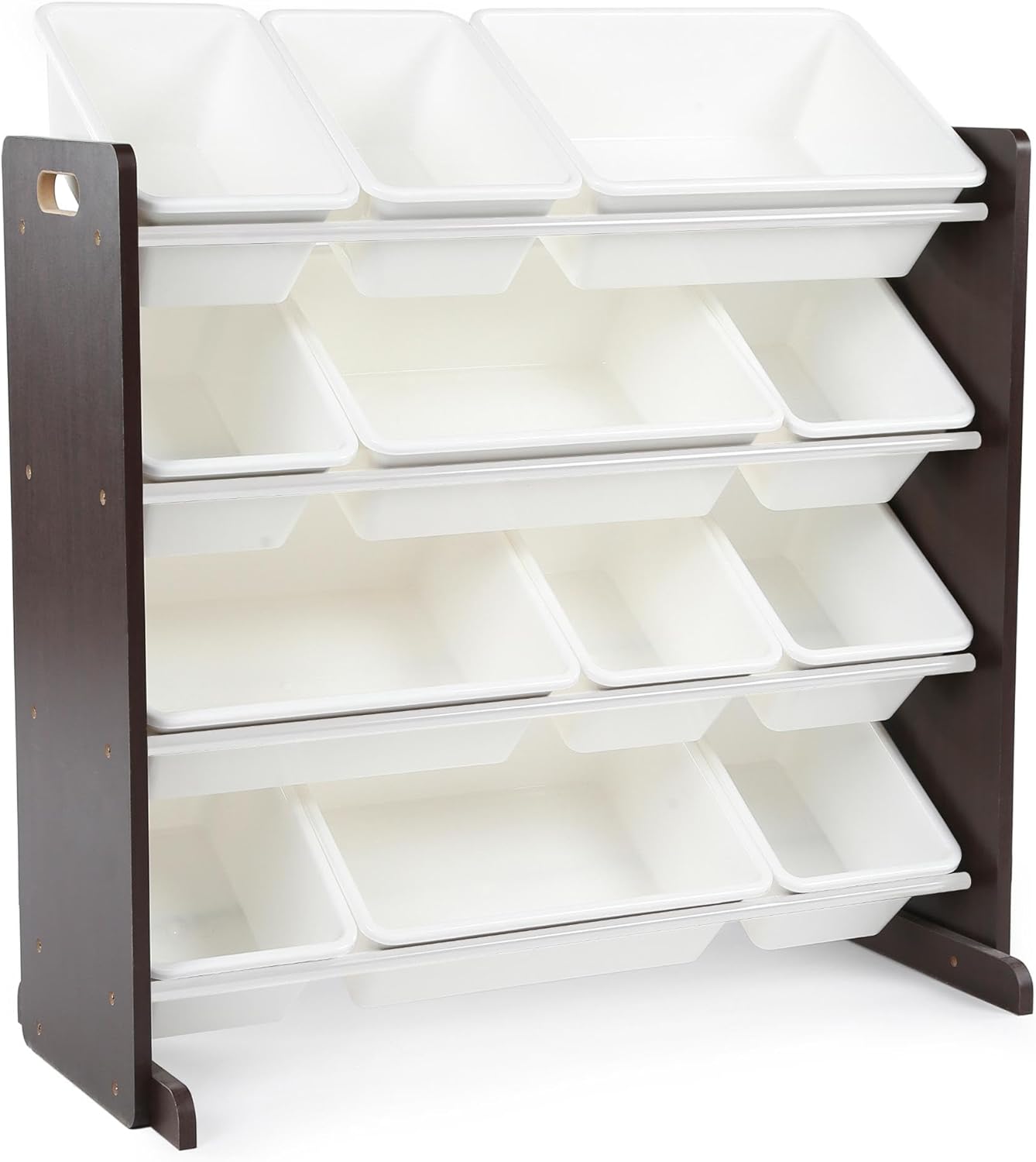 Kids toy storage organizer 12 plastic bins espressowhite