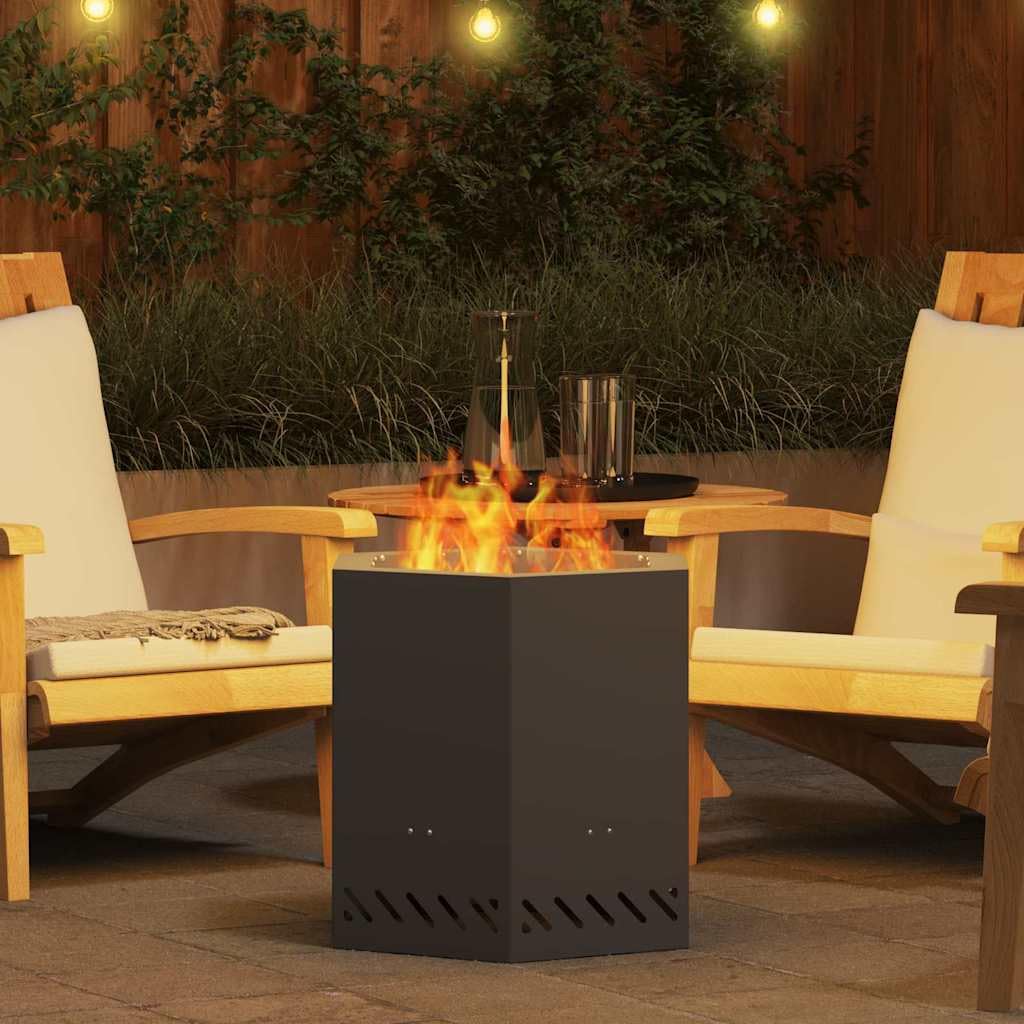 vidaXL Bol de feu sans fumée Noir 48 x 48 x 51 cm Acier patiné