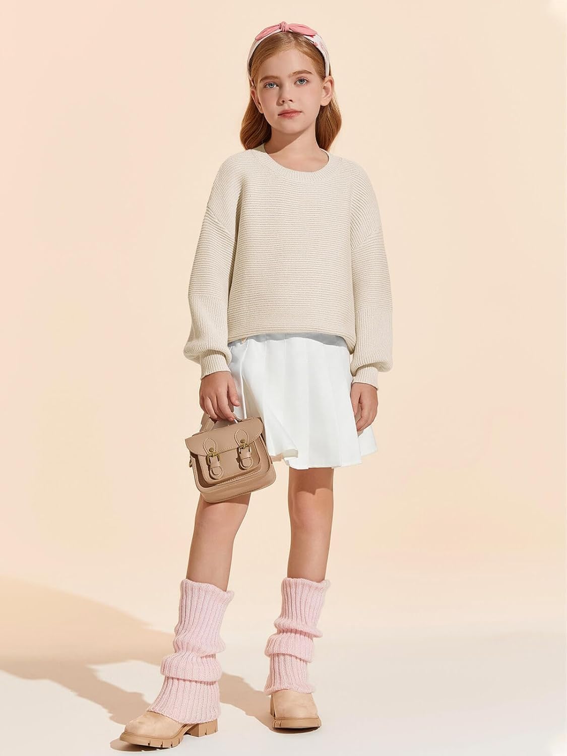 Haloumoning Girls Sweaters Long Sleeve Crewneck Pullover Jumper Cute Winter Knit Blouse Tops 7-14 Years - Image 5