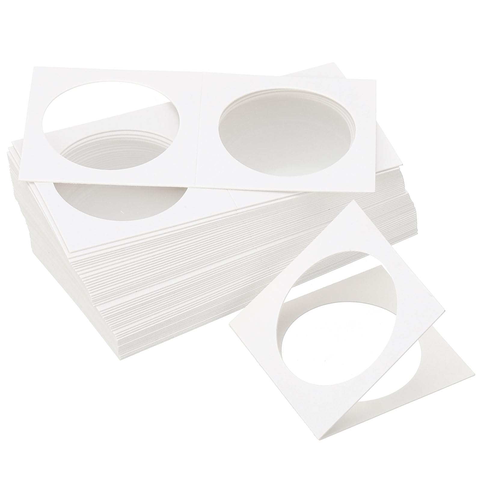 PATIKIL 2x2" Cardboard Coins Holders, 150 Pcs Coin Flips Cardboard Coin Holder Flips for 40 mm The Coin Collection Supplies Holder Storage, White