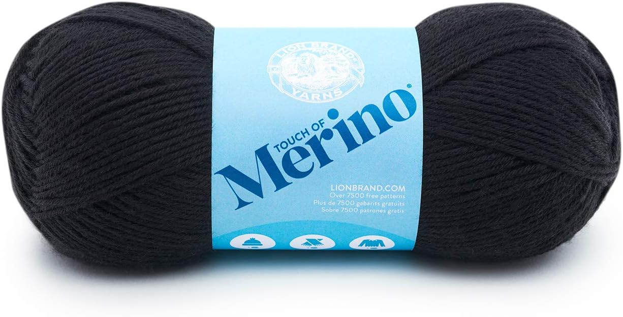 Lion Brand Yarn Touch of Merino Yarn, Black