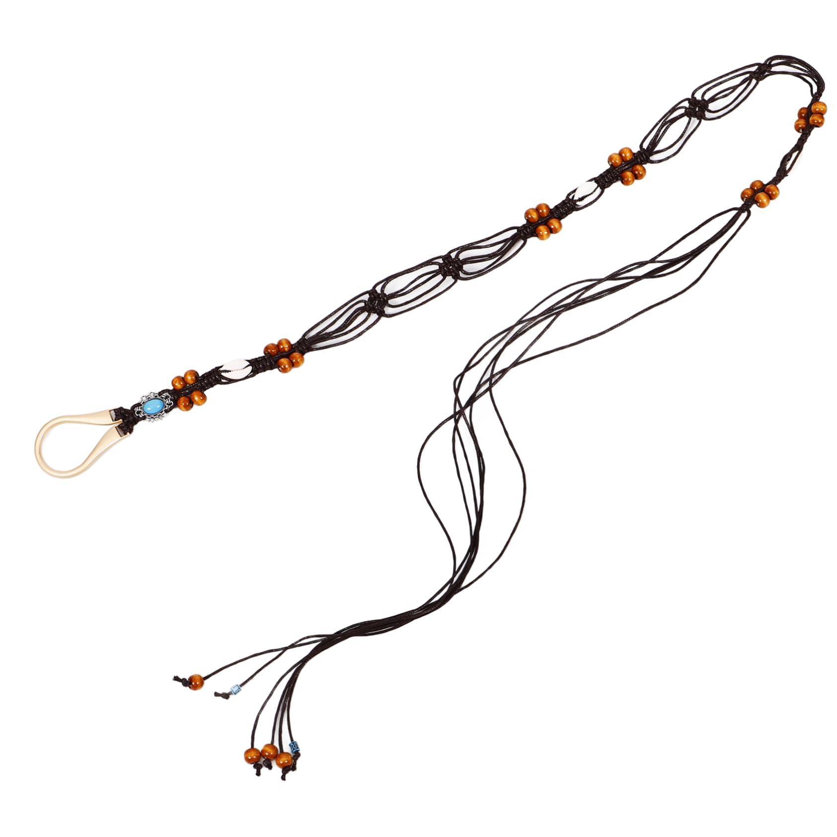 VALICLUD Cinturón De Cuentas De Madera Collar De Concha De Puka Cinturón De Vestidos De Tejido De Concha De Sabana De Algodon