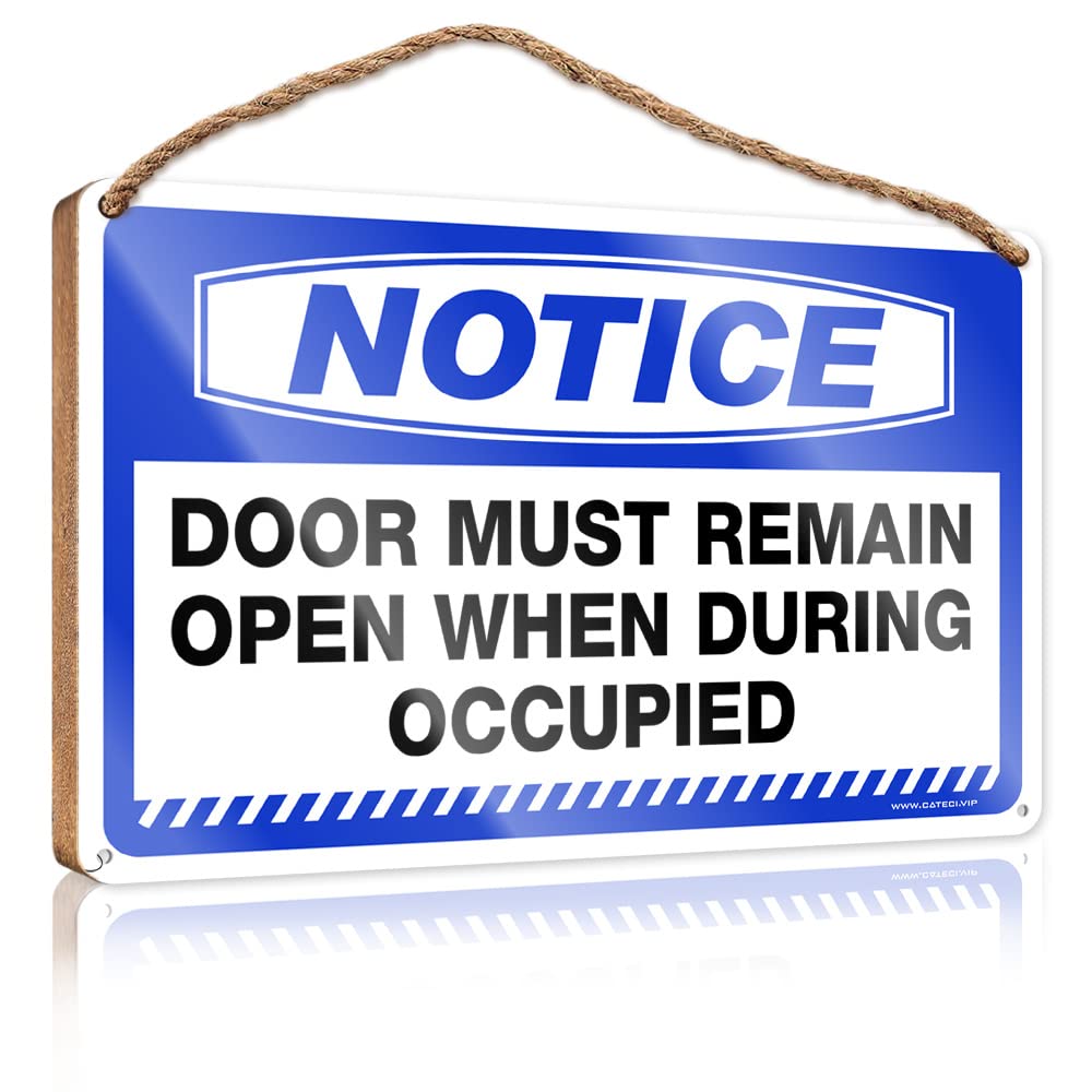 Large Home Sign Notice Door Must Remain Open When Occupied Wooden Sign Funny Bar Signs Funny Wooden Signs(20X30CM)