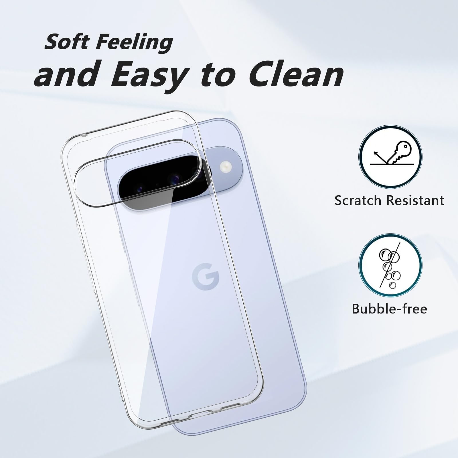 Ciecz Crystal Cover do Google Pixel 10 5G Case, Anti-Scratch Protection Case z 2 sztukami folii na aparat, przeciw żółknięciu, silikon TPU