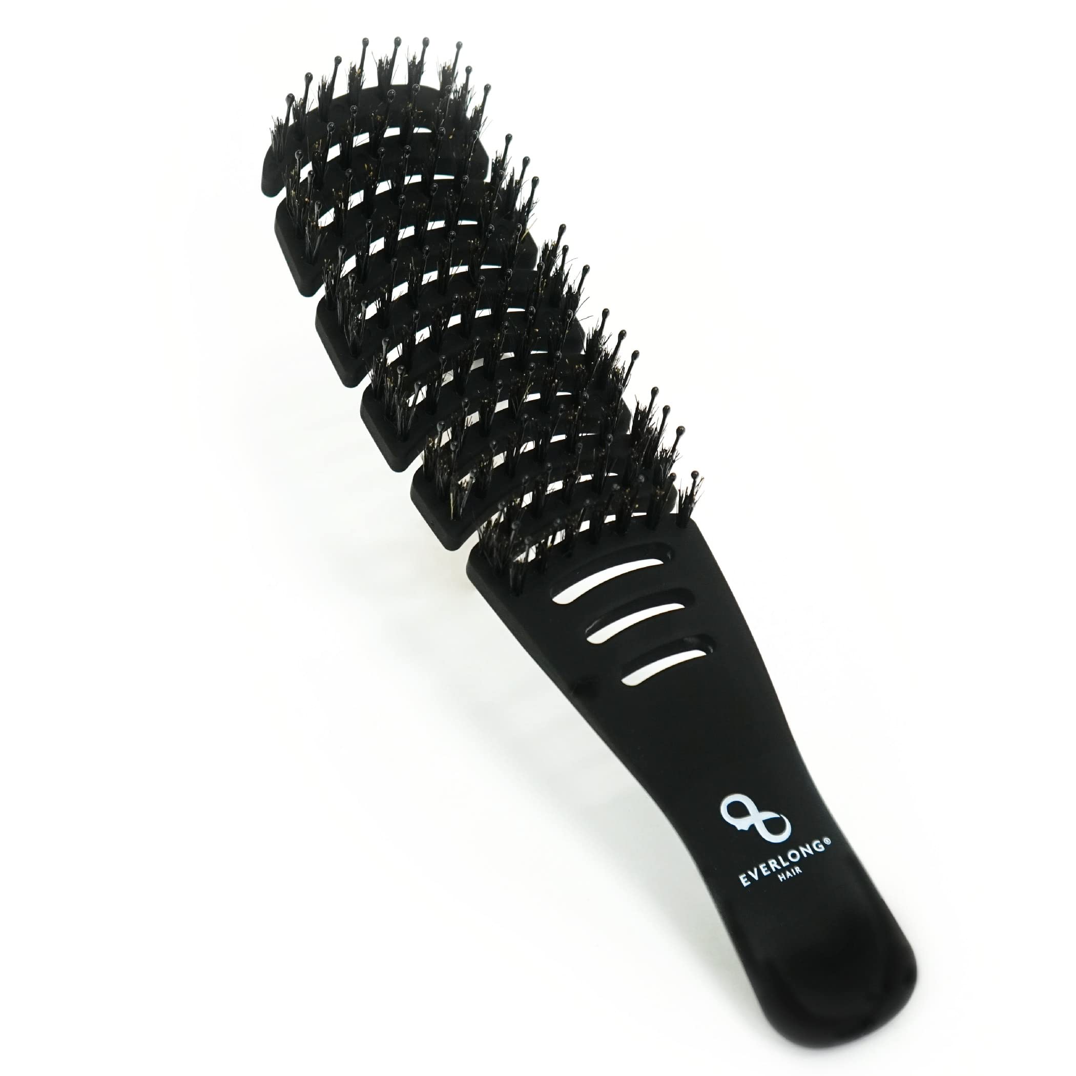 Flex Boar Bristle Brush by Everlong, Flexible Detangling Brush for Wet or Dry Hair, Safe for Extensions & Wigs