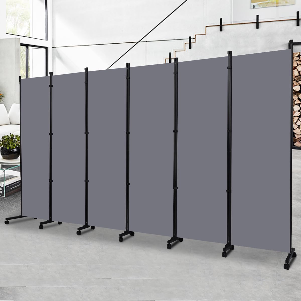 Room Divider Portable 132'' Partition Room Dividers and Folding Privacy Screens 6 Panel Wall Divider for Room Separation, Freestanding Fabric Room