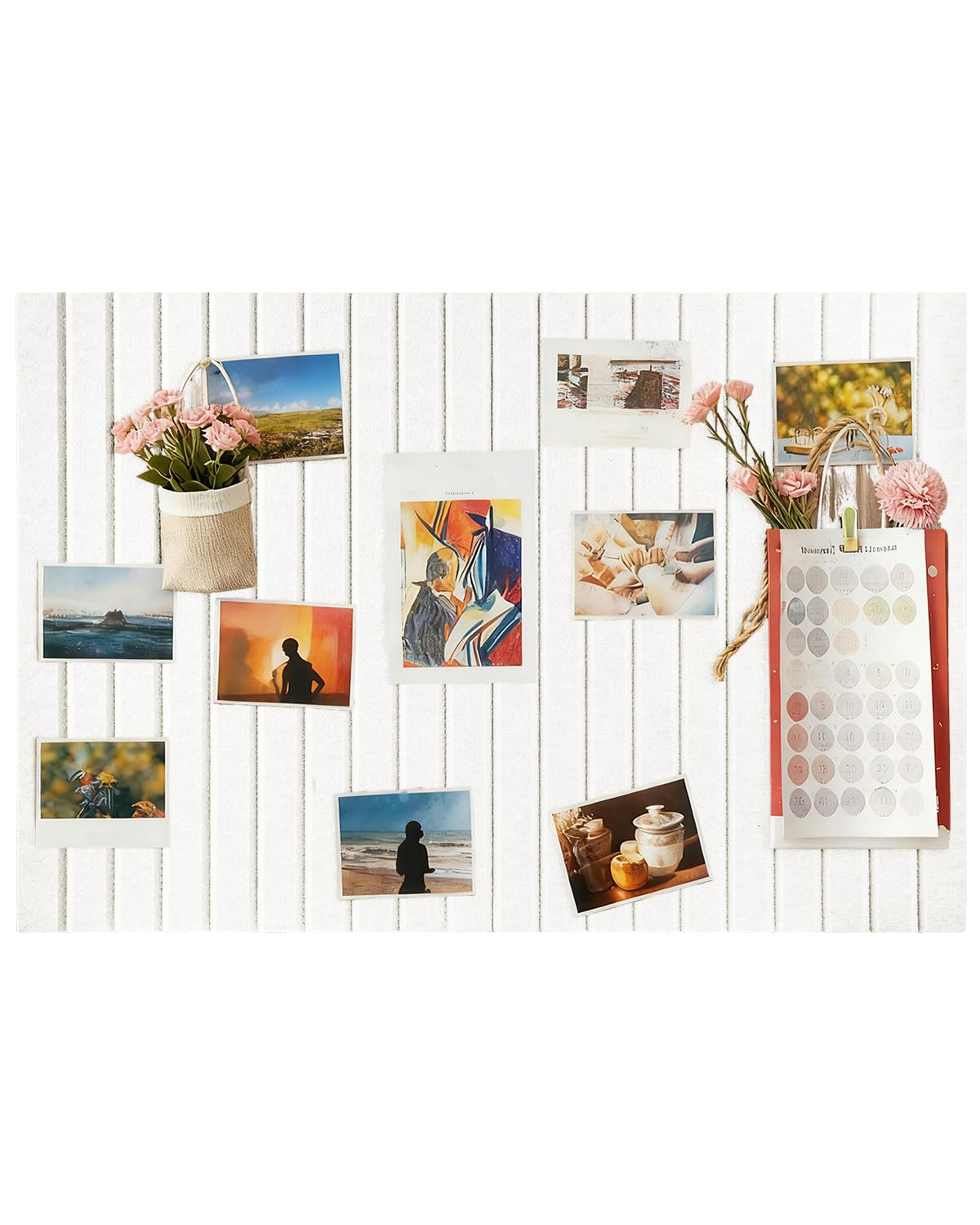 Koushine Large Felt Bulletin Board 0.35in Thicker, Cork Board with Safe Removable Nano Self-Adhesive Tabs, Wall Felt Board for Bedrooms, Living Rooms, Offices, Flower Shops (White, 80x60 cm)