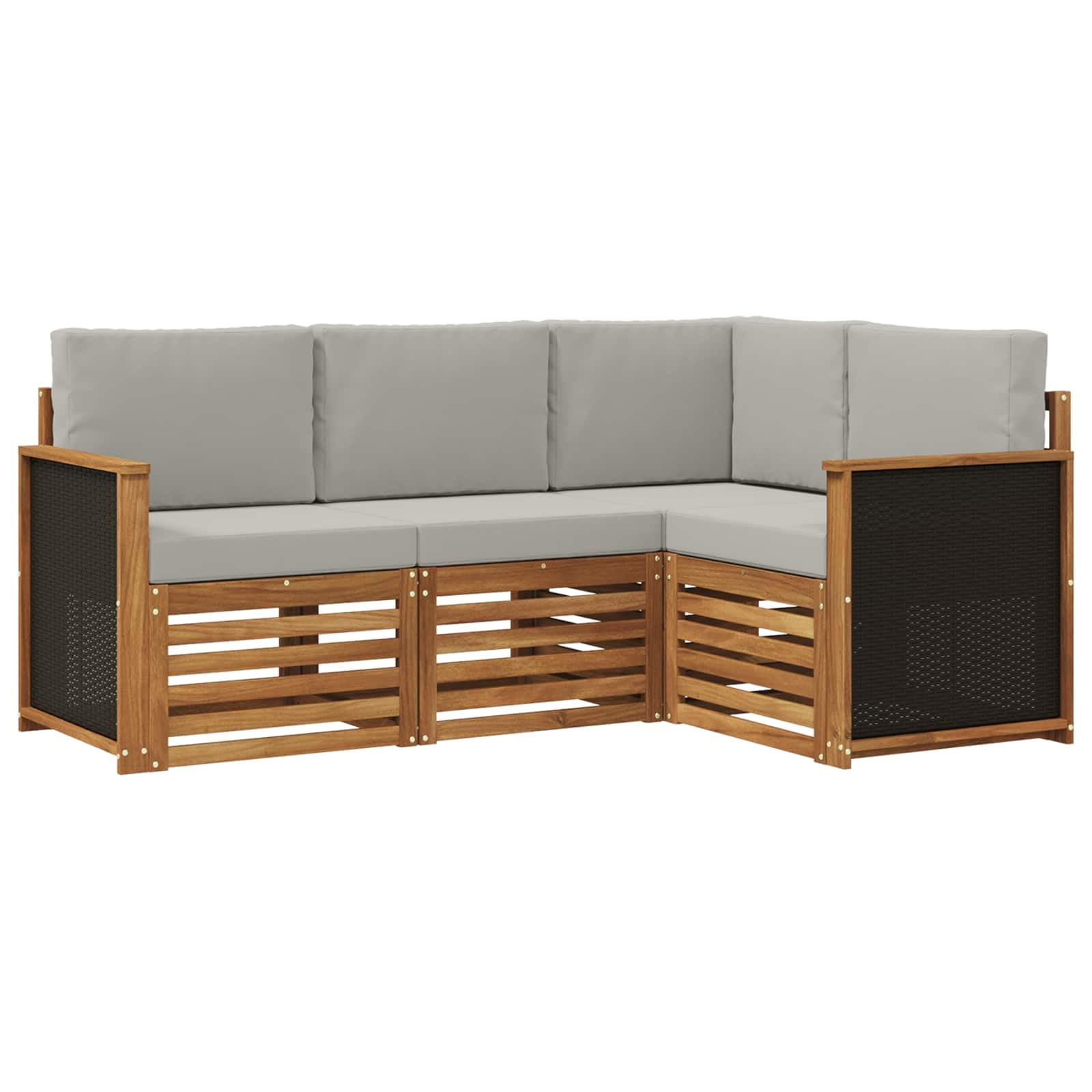 Canapé en bois d'acacia massif avec lot de 4 coussins de siège vidaXL pour canapé de jardin confortable