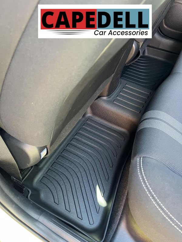 Image of TPE Premium Life Long Car Floor Mats||Compatible for Kia Seltos New||Set of 3 pcs||Waterproof and Anti-Slip, All Wheather Durable Car Mats|| Colour:- Black