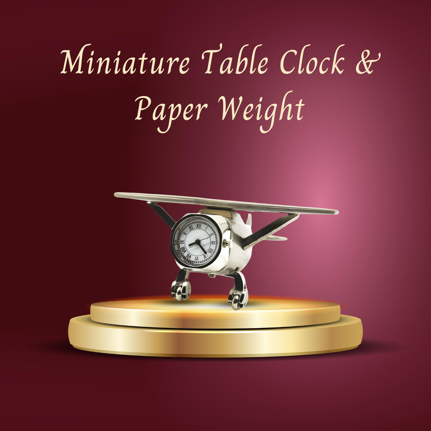 True-Ally Aeroplane Miniature Table Clock & Paper Weight - Vintage & Stylish Analog Desk Clock, Silent Operation, Easy Battery Replacement - Ideal for Home, Office, Kids Bedroom - Unique Decor Piece 4