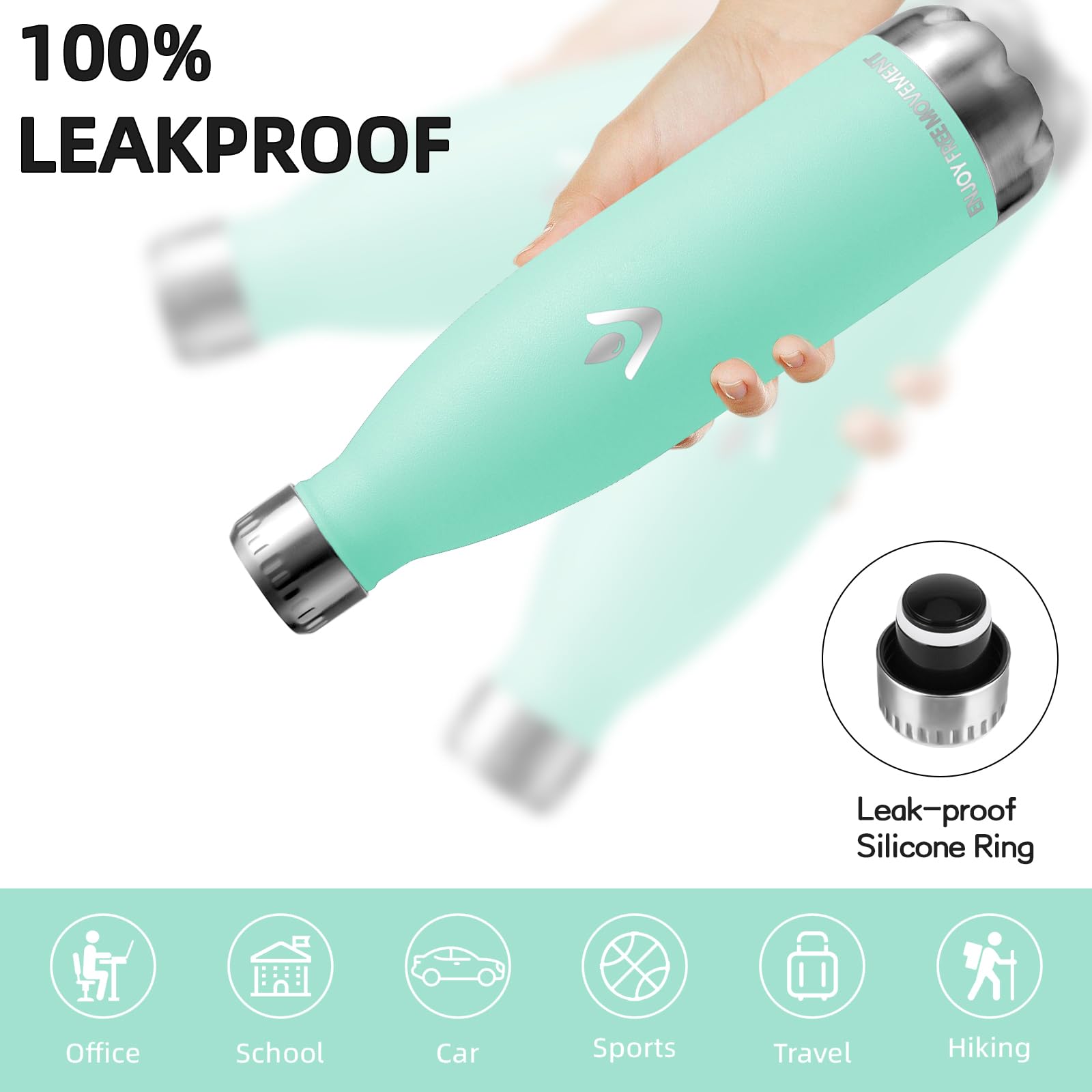 Borraccia- 750 ml- Borraccia Termica, Senza BPA, Borraccia Acciaio Inox, Senza Perdite, Borracce Termiche, Acciaio Inossidabile 18/8, Borraccia Metallo, Facile da Trasportare, per Fitness, Campeggio