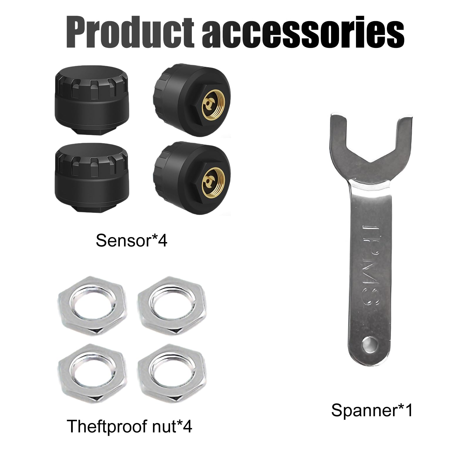 OBEST TPMS Sistema de Control de Presión de Neumáticos con 4 Sensores Externos, Inalámbrica Aplicación Bluetooth Inteligente, Detector de Temperatura, Compatible con iOS y Andro