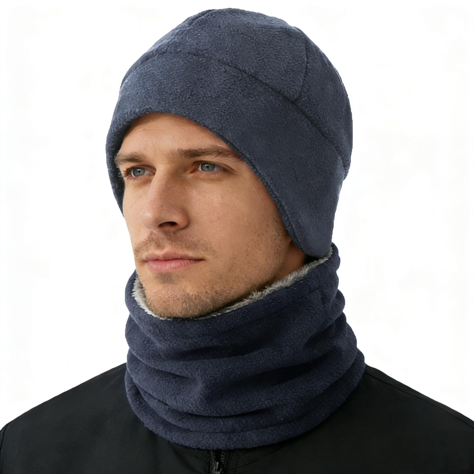 Gorro y bufanda de forro polar ajustable para hombre y mujer 8