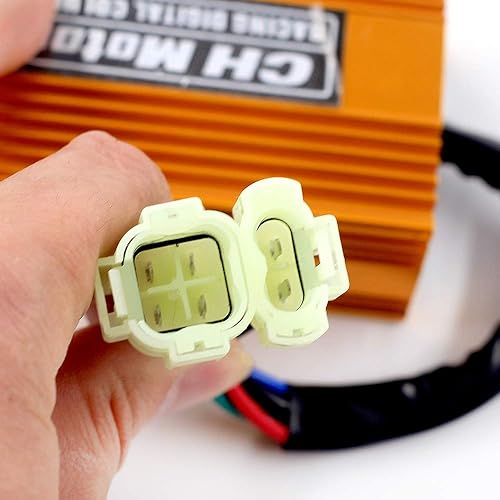 Miniatura 4 de Trkimal Actualización Racing Tuning DC Cdi Box 6 pines + bujía para motor GY6 125cc 150cc 250cc 4 tiempos 152QMI157QMJ, ciclomotor ATV Go Kart sin