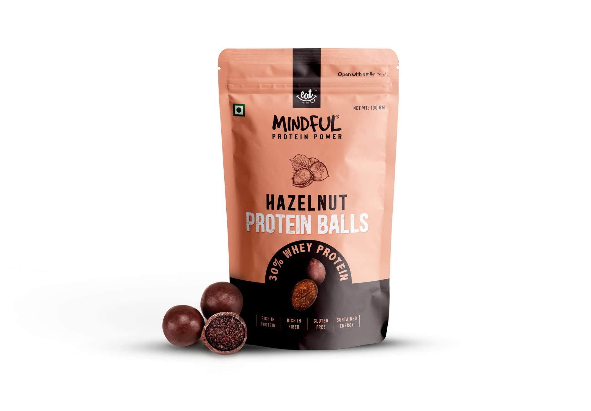 EAT Anytime Mindful Hazelnut Protein Energy Balls, 30% Whey Protein Snack, Pack of 3-300g (10 Protein Balls x 10g)-image-33