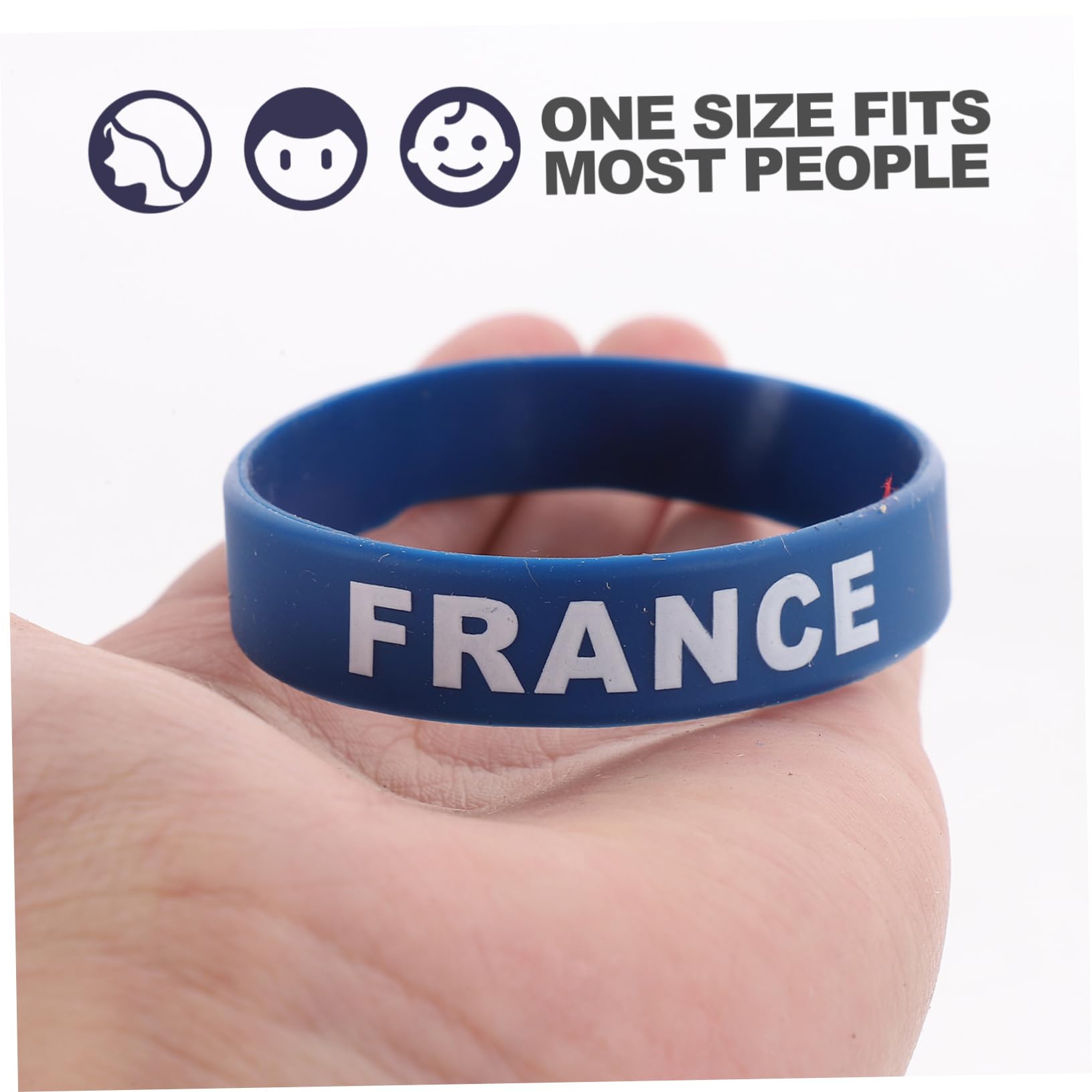 Lot de 5 bracelets en silicone avec drapeau national imprimé pour homme et femme - Drapeau de la France - Ajustement confortable