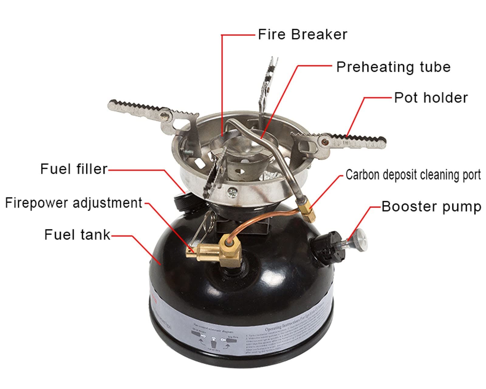 Campingkocher Edelstahl Multi-Fuel Kocher für Picknick, Klettern, Angeln - Diesel, Benzin, Alkohol - Kraftstoffverbrauch 120ml/h