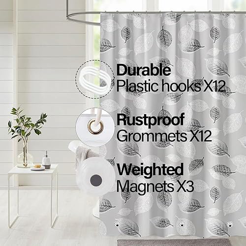 Miniatura 5 de Forro de plástico para ducha, forro de cortina de ducha de PEVA 4G de alta calidad con ojales inoxidables y 3 imanes pesados, cortinas de ducha