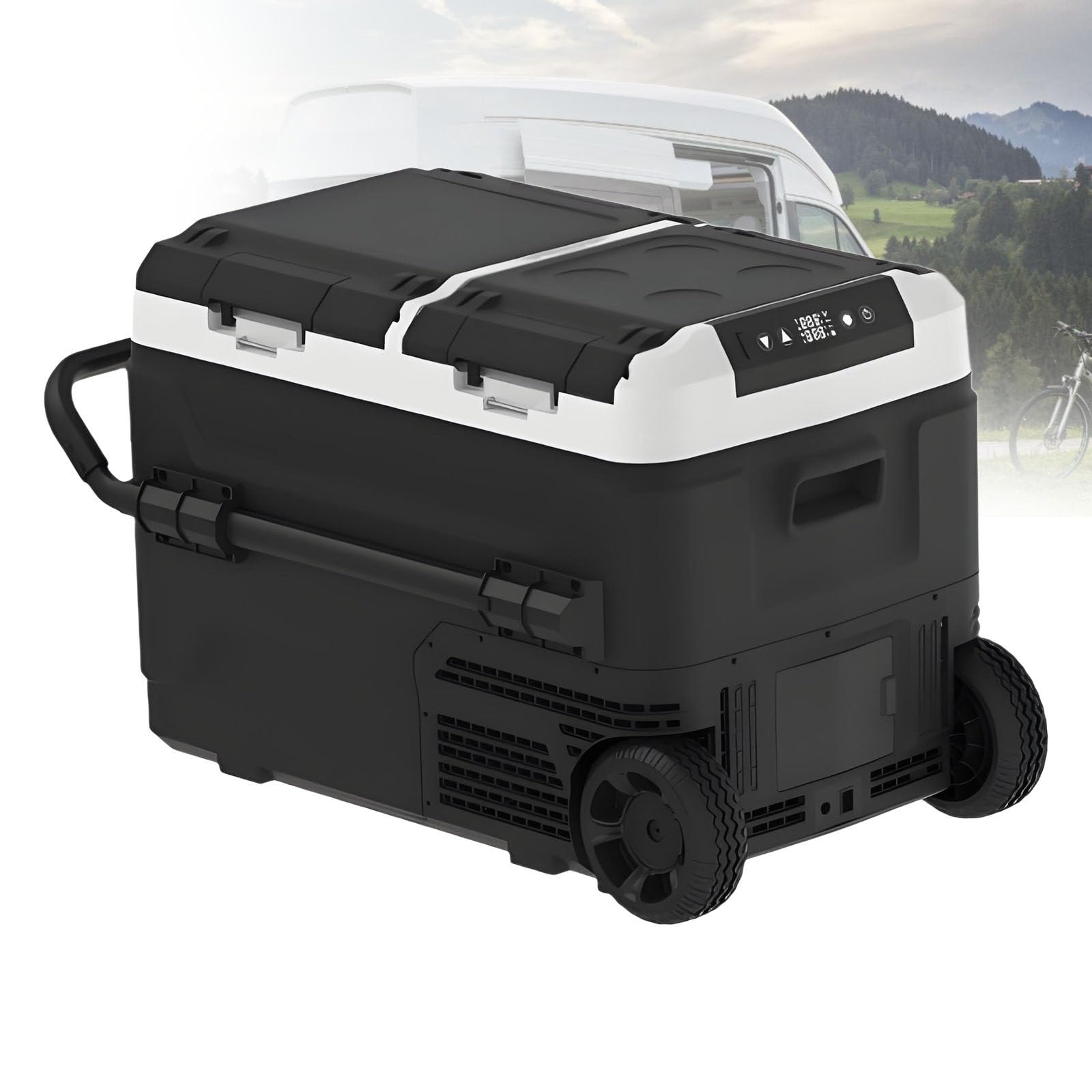 Chłodnica elektryczna do auta Dual Zone, -4℉-68℉ lodówka zamrażarka, 12/24V DC, Bluetooth & Kółka do caravanu, ciężarówki, podróży,Withoutbattery-40L