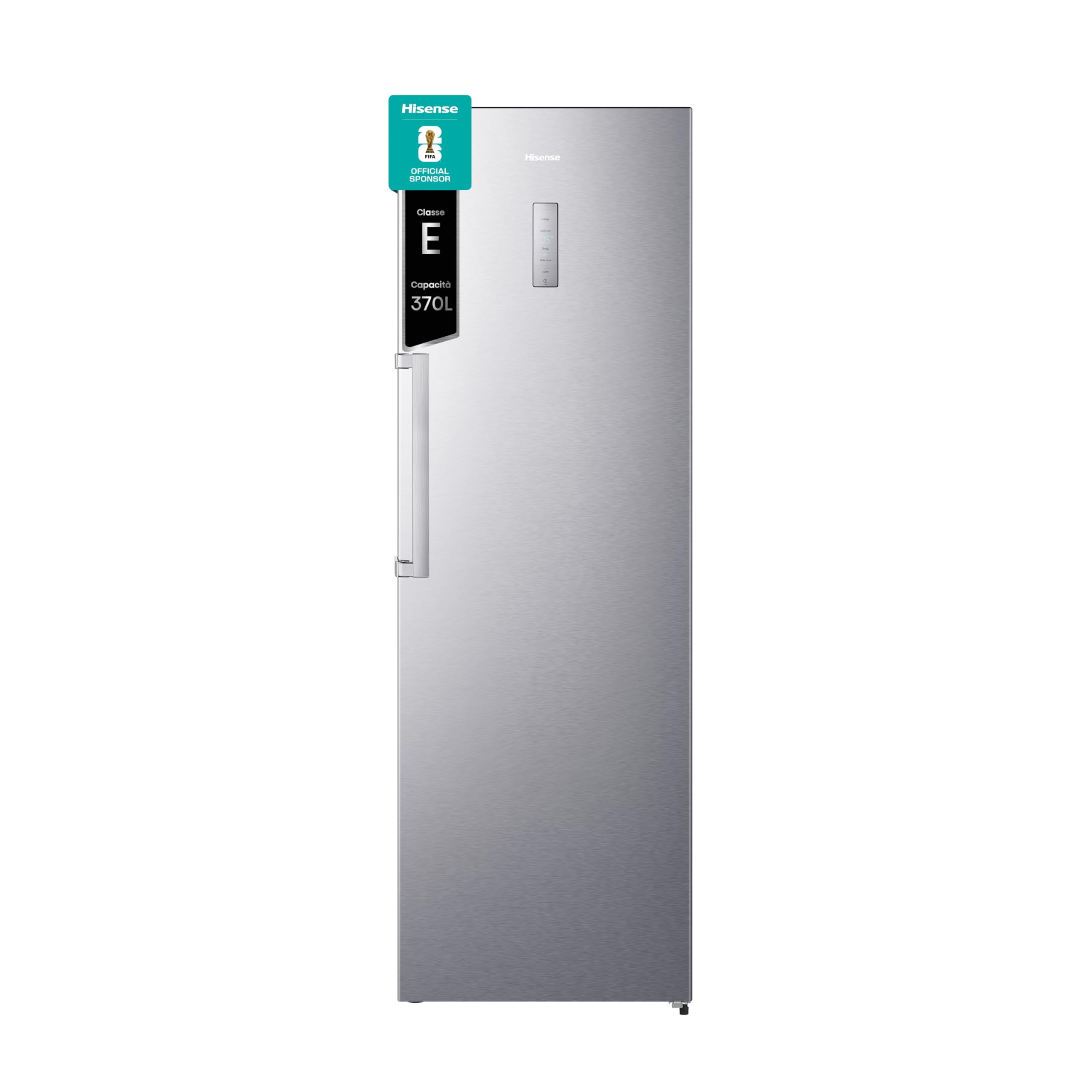 Hisense RL481N4BIE, Frigorifero Monoporta, Capacità 370 L, Inox, Total No Frost, Classe Energetica E, Altezza 185.5 cm, Larghezza 59.5 cm, Profondità 69.1 cm