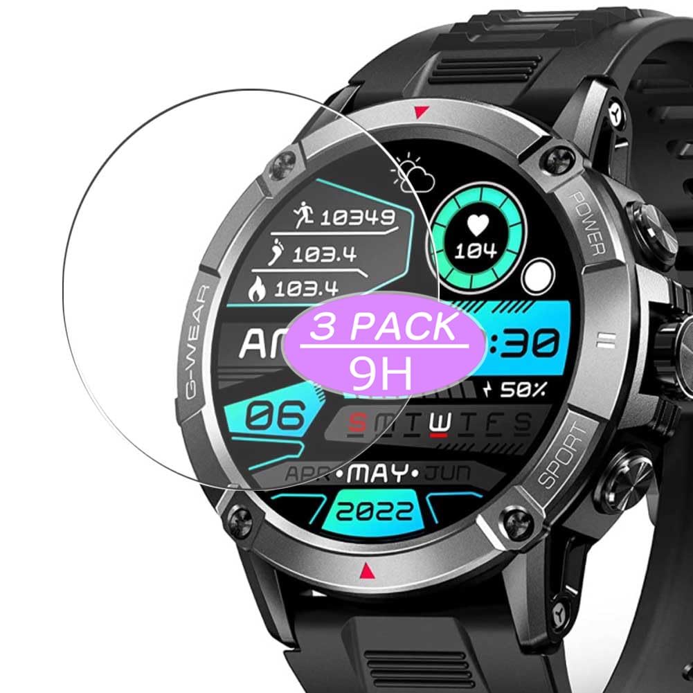 Blueshaweu Vetro Temperato Per NONGAMX Smartwatch 1.53'' – 3 Pezzi, Pellicola Protettiva 9H, Alta Trasparenza