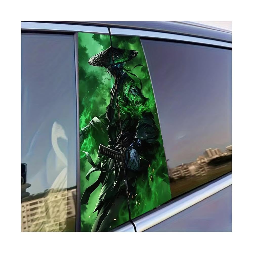 Dabhuoc One Color Car Parts 2 Pcs Car B-Pillar Sticker Shadow Samurai Glossy Protective Polyethylene Film