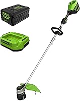 Greenworks 60V 16" Brushless Cordless String Trimmer w/ 2.5Ah Battery & Charger - 65Min Runtime, Cuts 1" Brush, 2X Quieter Than Gas