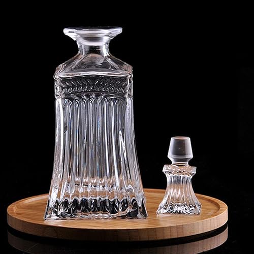 Miniatura 10 de Decantador de vidrio con tapón geométrico hermético, decantador de whisky para vino, bourbon, brandy, licor, jugo, agua, enjuague bucal, vidrio