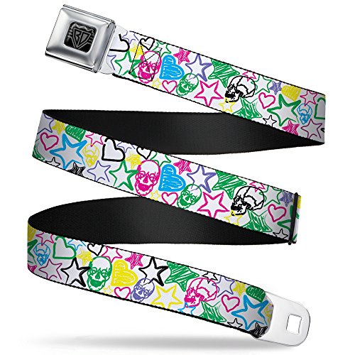 Cinturón de seguridad Buckle-Down infantil de calaveras y estrellas 20-36 pulgadas