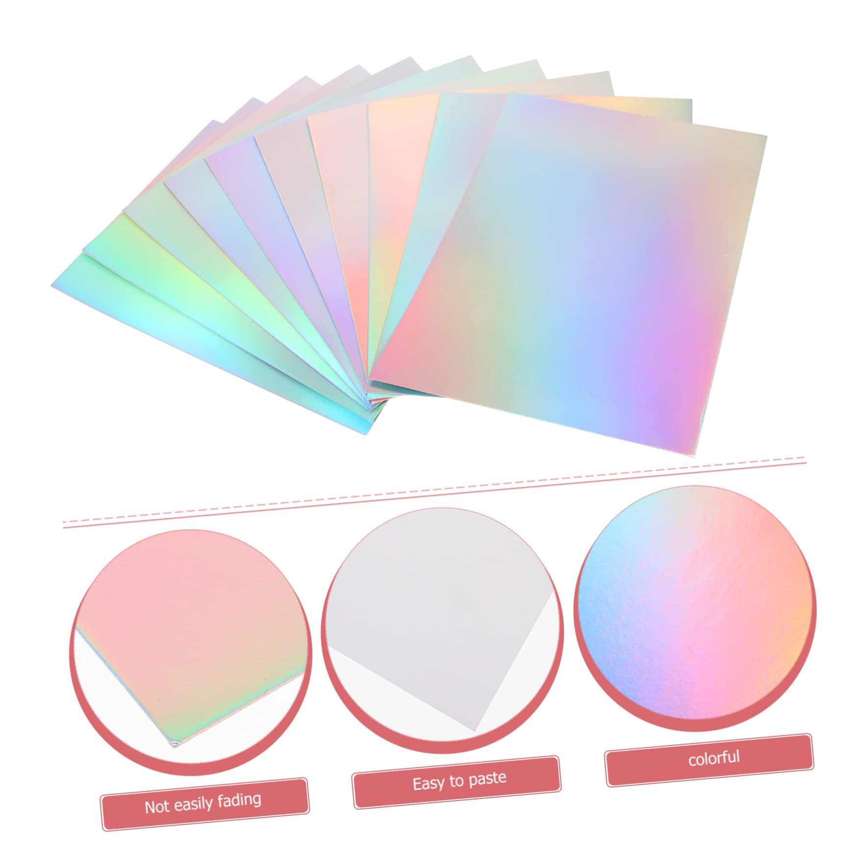 Tofficu 50 Hojas de Papel Decorativo Holográfico A4 para Manualidades Papel Plegable Fácil de Usar para Scrapbooking Adecuado para Niños