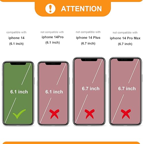 Miniatura 2 de Bocasal Funda tipo cartera cruzada para iPhone 14, con bloqueo RFID, de piel sintética, con cremallera, funda tipo cartera con función atril y