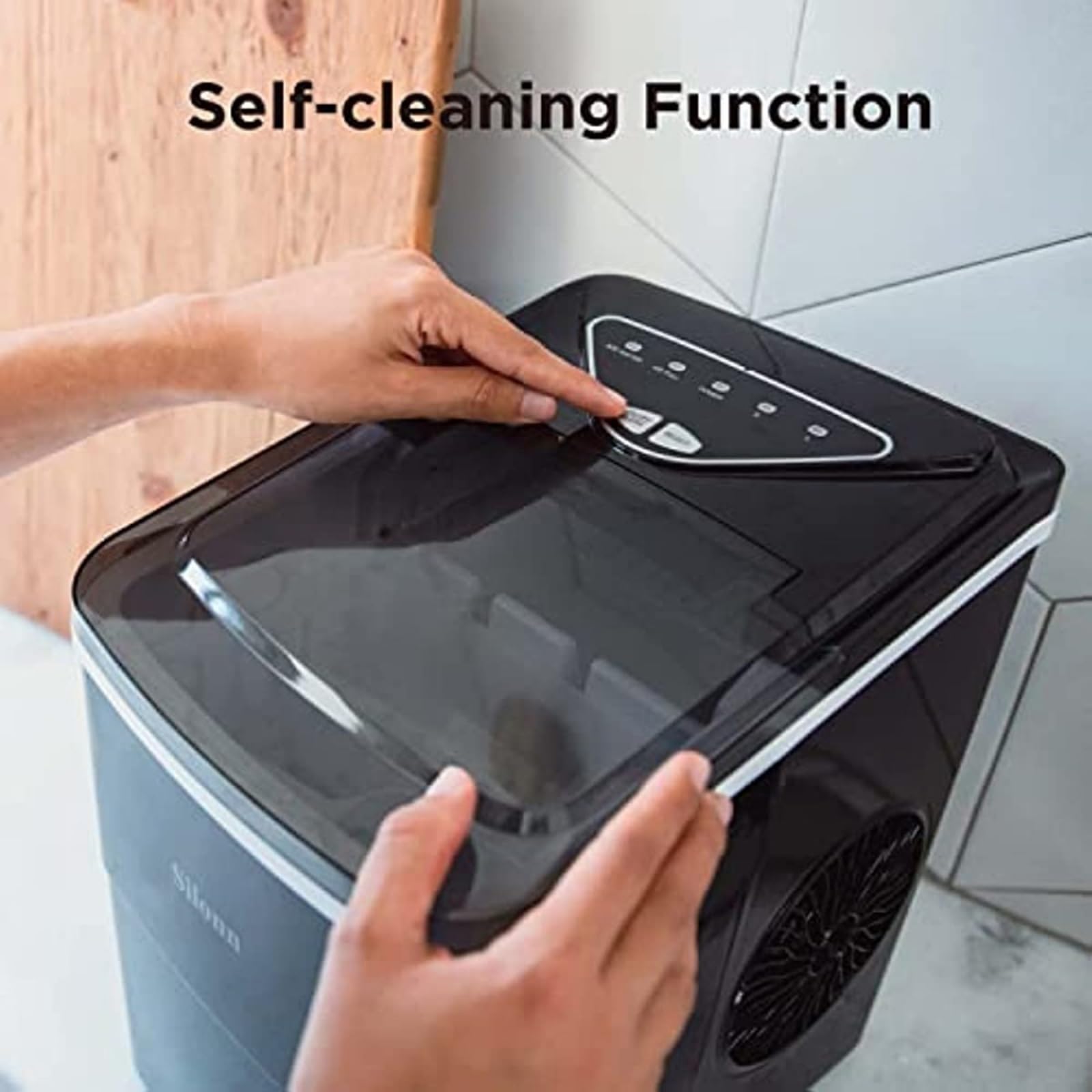 Maquina de Hacer Hielo Máquinas for Hacer Hielo Encimera 9 Cubos Listos en 6 Minutos 26 Libras en 24 Horas Máquina de Hielo autolimpiable con Cuchara for Hielo y Canasta Maquina Cubitos