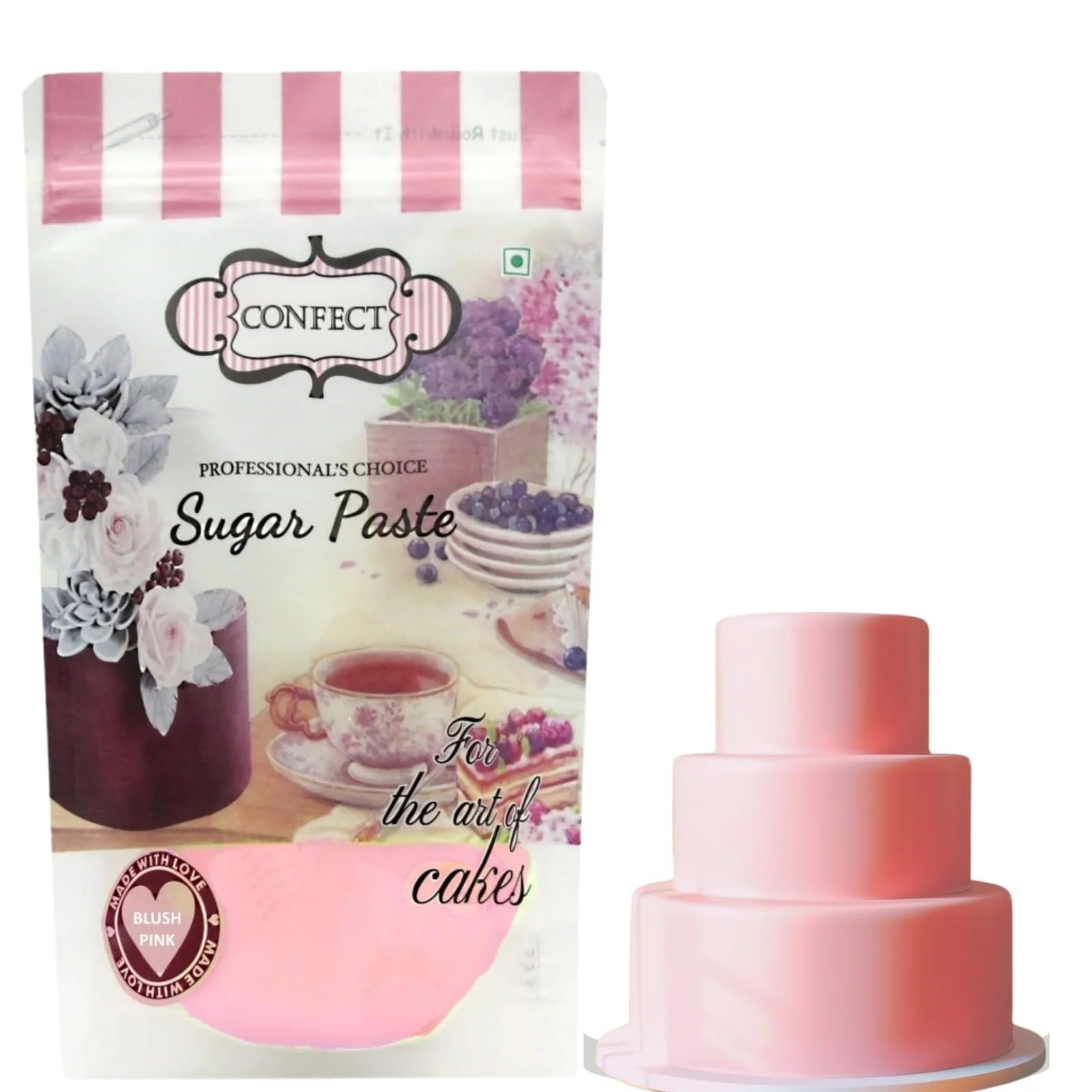 Confect Blush Pink Fondant | Edible Cake Fonadant | Chefs Choice Blush Pink Fondant for Cake Decorating | Vegan, Gluten-Free, Nut-Free, Palm Oil-Free – 1 Kg