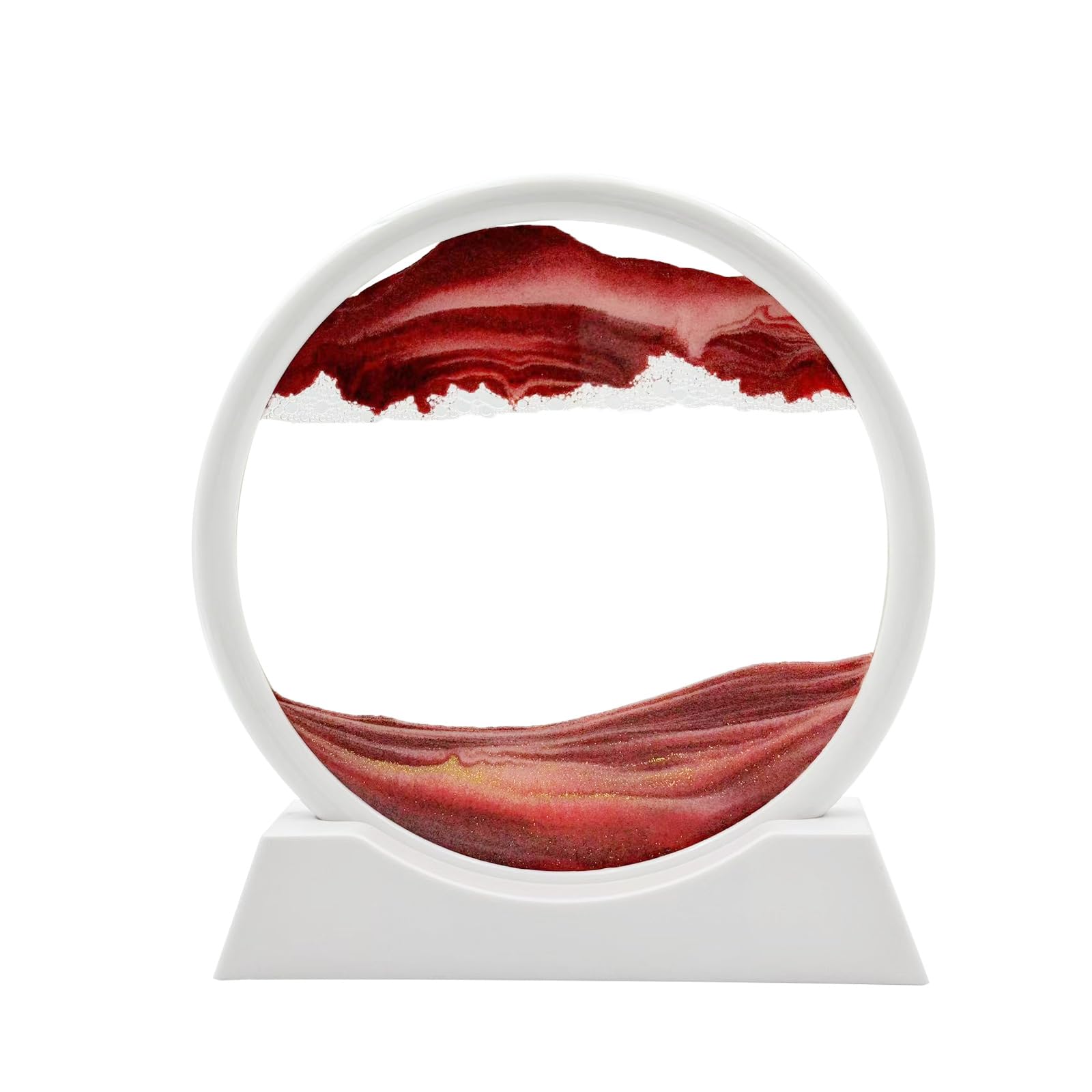 AzureLeap 3D Dynamic Sand Art Liquid Motion, Moving Sand Art Picture Round Glass 3D Deep Sea Sandscape in Motion Display Flowing Sand Frame Relaxing