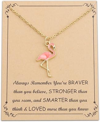 FUSTMW Pink Flamingo Necklace Gifts Flamingo Lover Gifts Flamingo Bird Pendant Necklace Flamingo Jewelry for Women