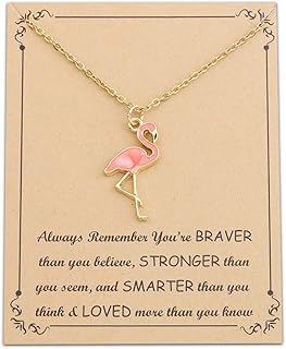 Pink Flamingo Necklace Gifts Flamingo Lover Gifts Flamingo Bird Pendant Necklace Flamingo Jewelry for Women Girls