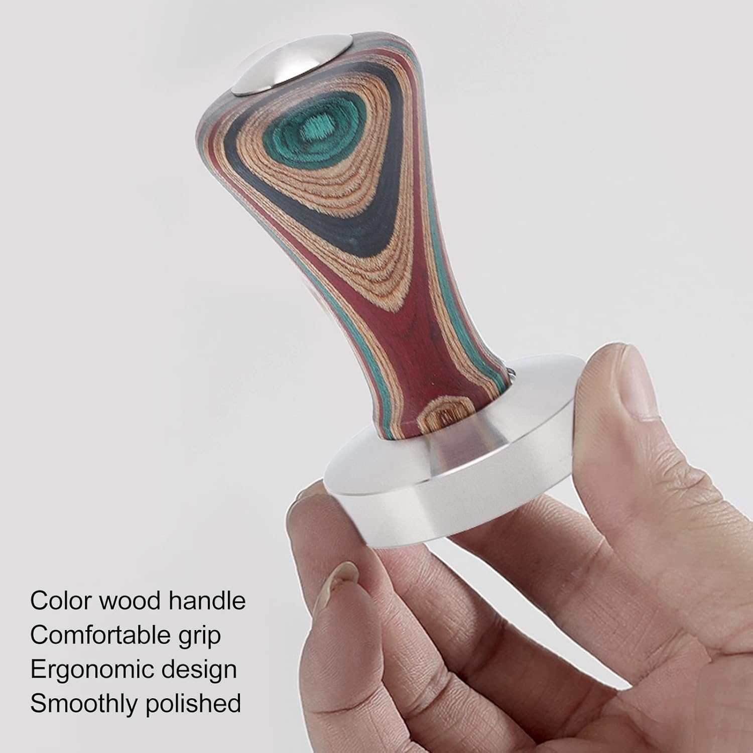 anfoalfmo Coffee Tamper, 51/53/58mm Espresso Press Stainless Steel Flat Base Espresso Tamper with Colorful Wooden Handle Powder Hammer for Coffee/2668(53mm) 7 61TRzpIXrTL. AC SL1500