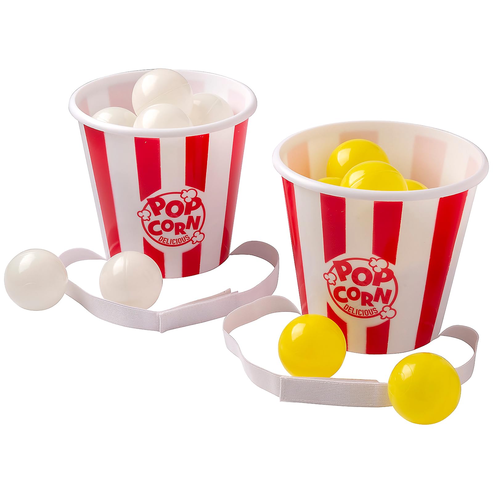 Fun Express Popcorn Bucket Ball Toss Game - 14 Total Pieces - Party Games for Kids