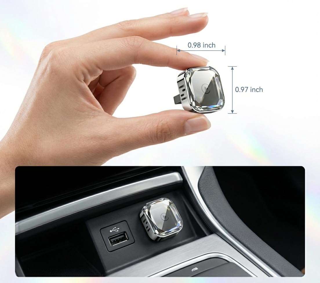 Adaptateur CarPlay sans Fil et Android Auto 2-en-1, Dongle Plug & Play pour Voiture avec WiFi 5.8GHz, pour iPhone et Android, Connexion Rapide, Mise à Jour OTA