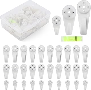60pcs Concrete Wall Hooks Kit, Invisible Nail Hangers Drywall Concrete Wall Picture Hangers White Wall Photo Frame Hanging Hooks for Wall Non Trace Hanging Hooks, 3 Sizes