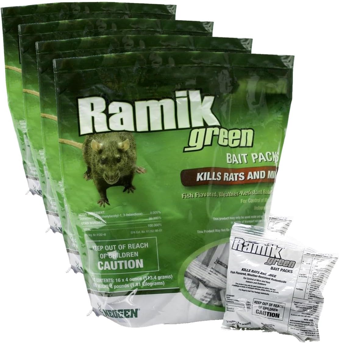 Neogen 698782 Green Ramik Nuggets Place Pack Pouch, 1/2 in Bait