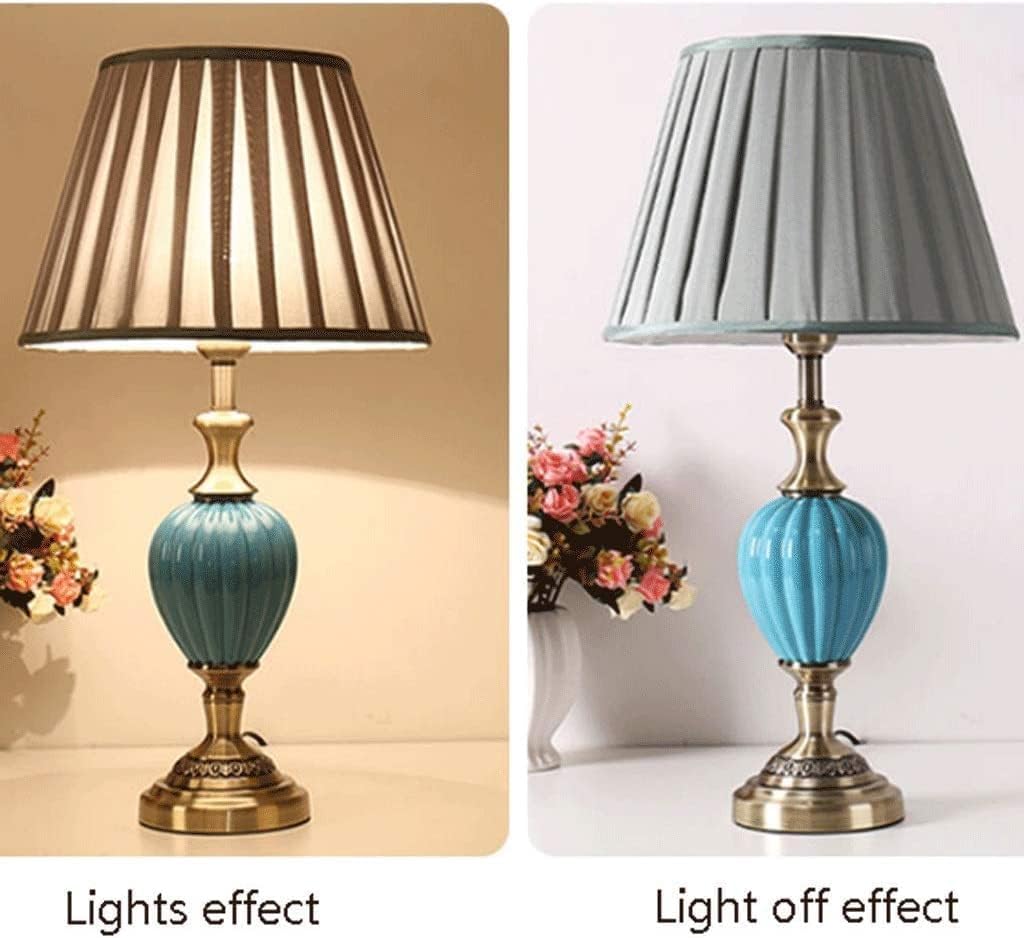 Lampada da Tavolo Lampade Luce Comodino Ceramica Tessuto Paralume Stile Comodino per Camera da Letto Soggiorno Scrivania (Colore: C Dimensioni