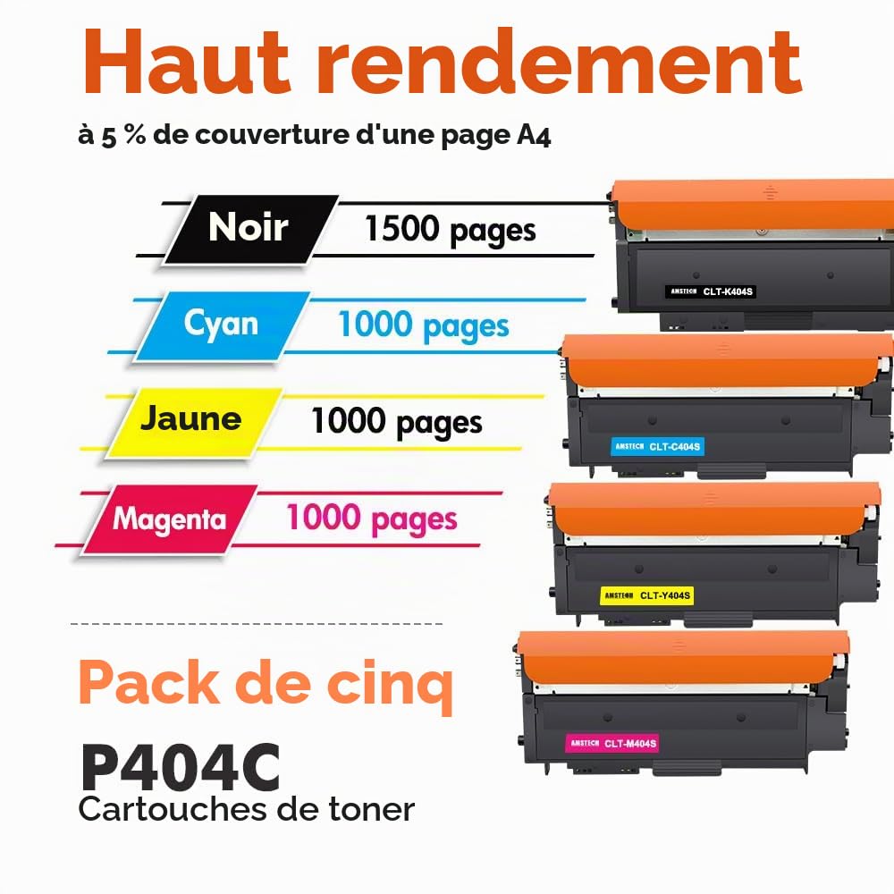 CLT-P404C Cartouches de Toner Compatibles pour Samsung C480W C480FW 4-Pack