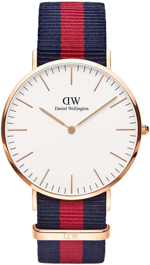Cinturino NATO Daniel Wellington Classic Cornwall - Nero/Oro Rosato 20mm Per Orologi Uomo - Foto 12