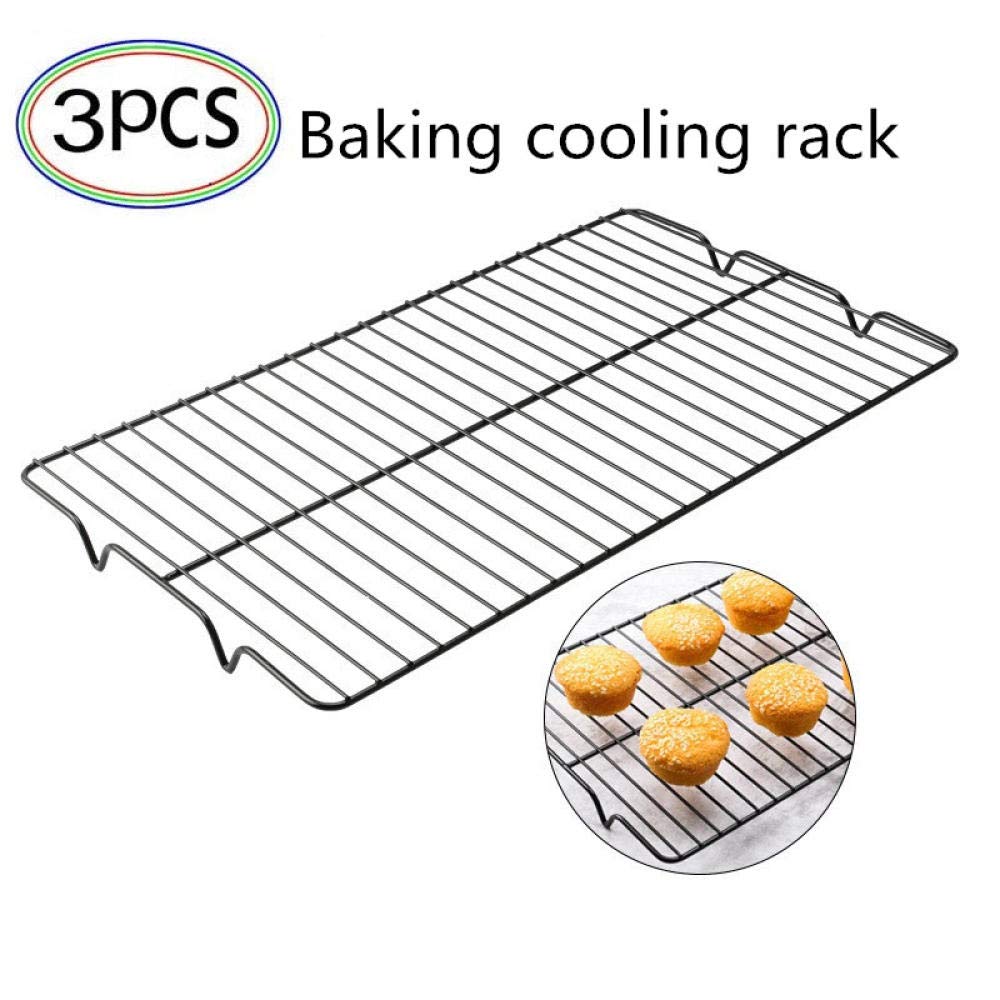 3PCS Cake Cold Rack Baking Utensils Black Non-Stick Cold Drying net Rack Thick Bread Cooling Rack 35.7 * 20.6CM