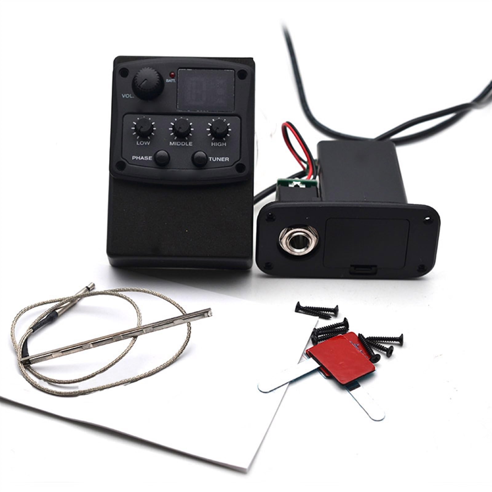 3 Band Acoustic Guitar Piezo Pickup Kit Preamp Tuner Piezo... 3 Band Acoustic Guitar Piezo Pickup Kit Preamp Tuner Piezo...