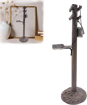 Vintage Mini Streetlight Lamp for Desk, Table, Or Diorama, Miniature LED Post Utility Pole Lamp, Vintage Industrial Table Lamps, Mini Outdoor Street Post and Railroad Model Light for Tabletop Decor