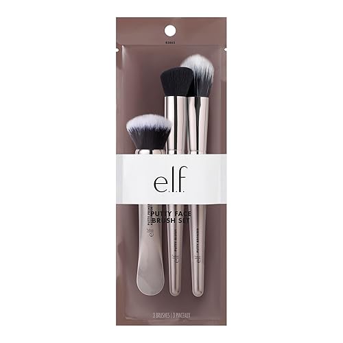 e.l.f. Putty Tools Trio, juego de 3 brochas de maquillaje facial para productos de masilla, te ayuda a mezclar fácilmente masilla, rubor y