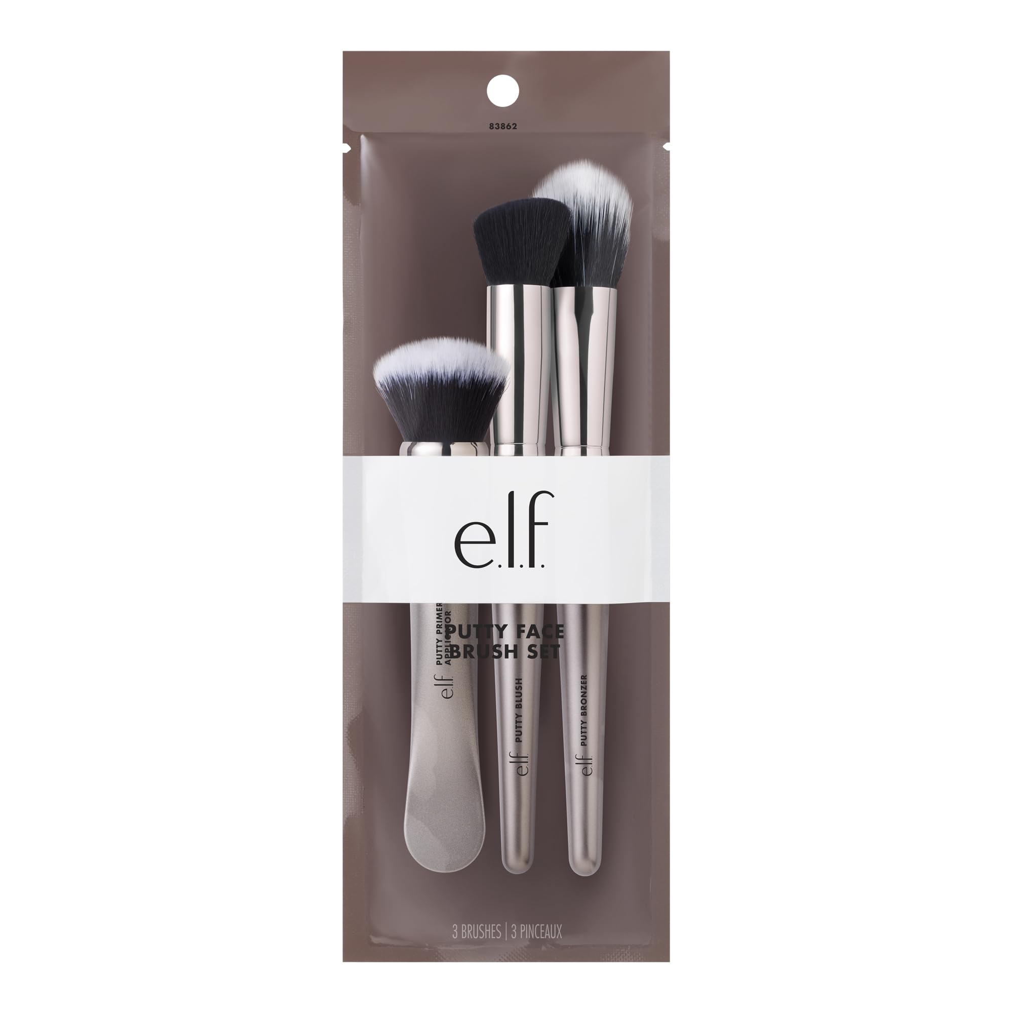 e.l.f.Putty Tools Trio, Set Of 3 Face Makeup Brushes For Putty Products, Helps You Easily Blend Putty Primer, Blush & Bronzer, Vegan & Cruelty-Free