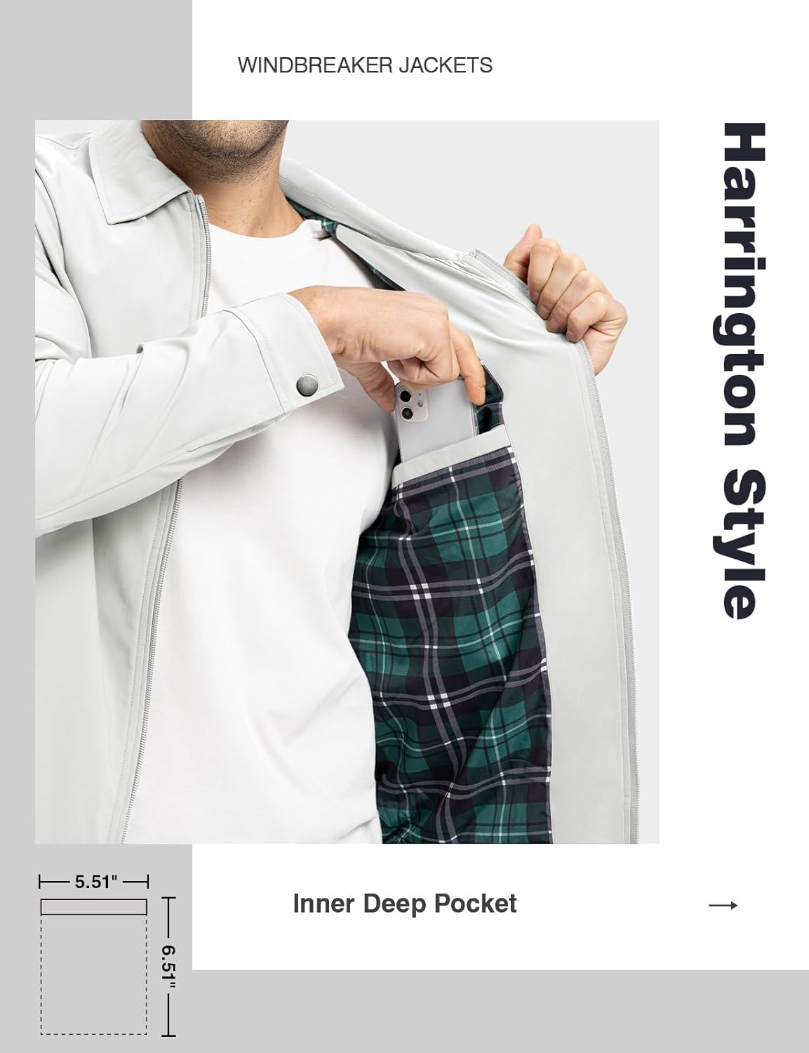 TBMPOY Mens Lightweight Jackets Light Windbreaker Full Zip Casual Work Jacket Golf Business Fall Track Coat with Pockets - Image 5